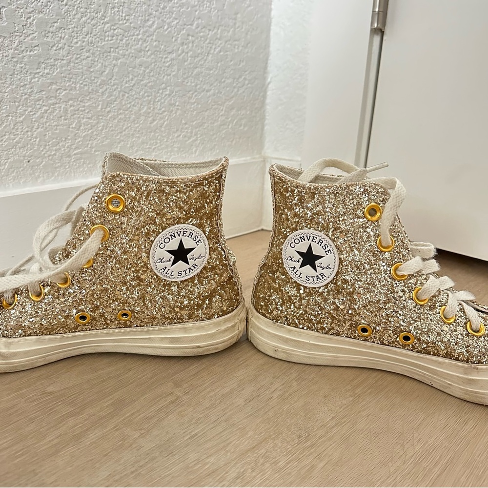 Converse YOU Gold Glitter High-Top Sneakers sz 5.5